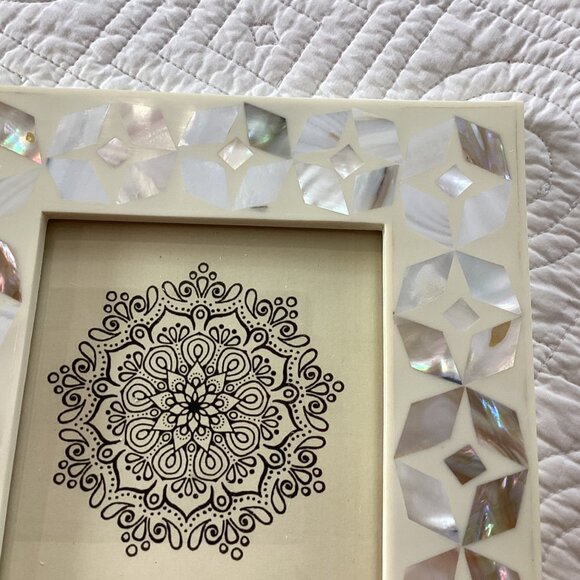 NEW Gauri Kohli Uday Picture Frame  5" X 7" Handcrafted Mother Of Pearl Mosaic G - Picture 7 of 16